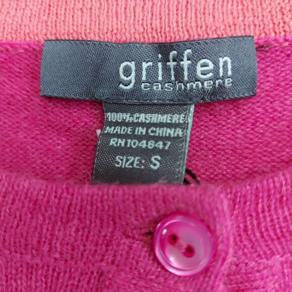 Griffen Cashmere pink 2 ply cardigan sweater size small - Picture 4 of 7